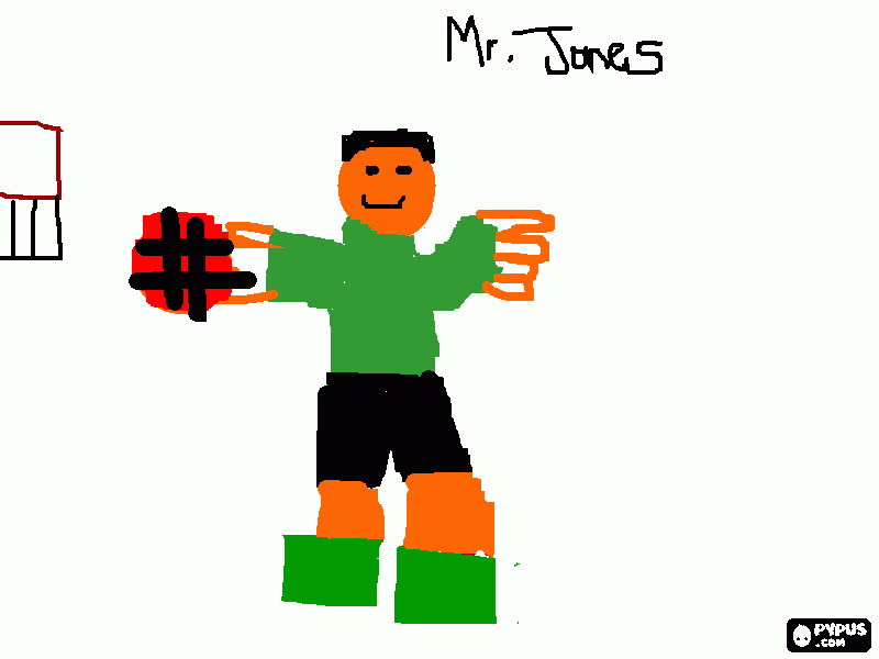 Mr. Jones at the basketball game coloring page