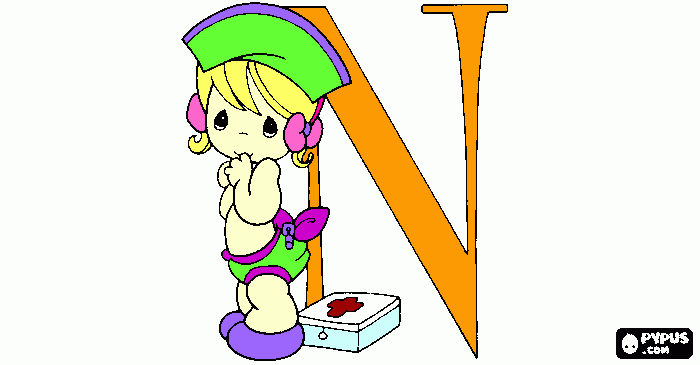N orange coloring page