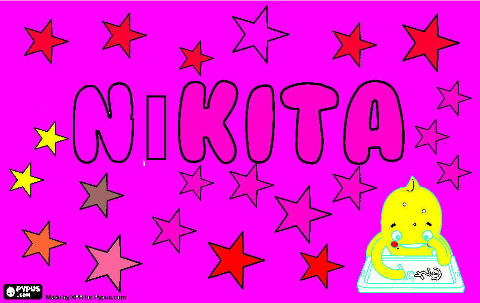 name NIkita in pink coloring page