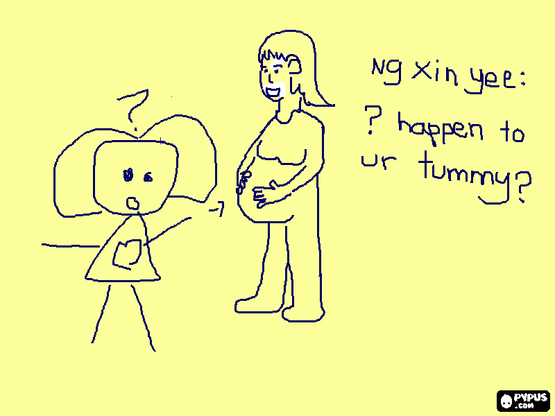 Ng Xin Yee surprised to find out that mummy is pregnant coloring page