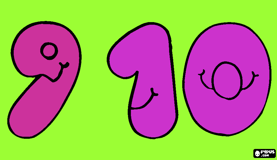 nine ten coloring page