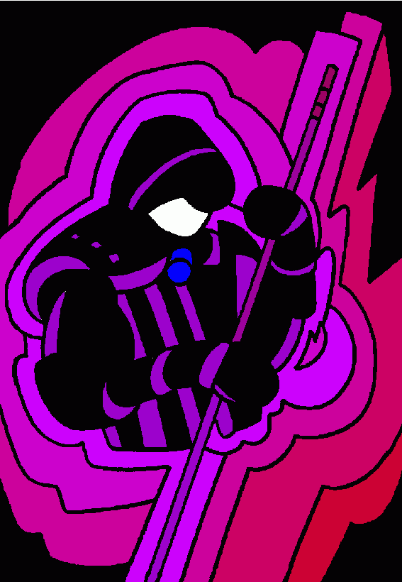 ninja in purple and red background coloring page