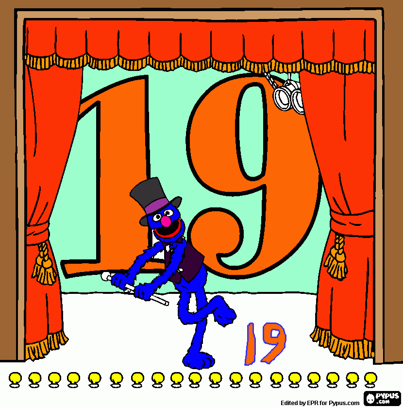 Number 19 coloring page