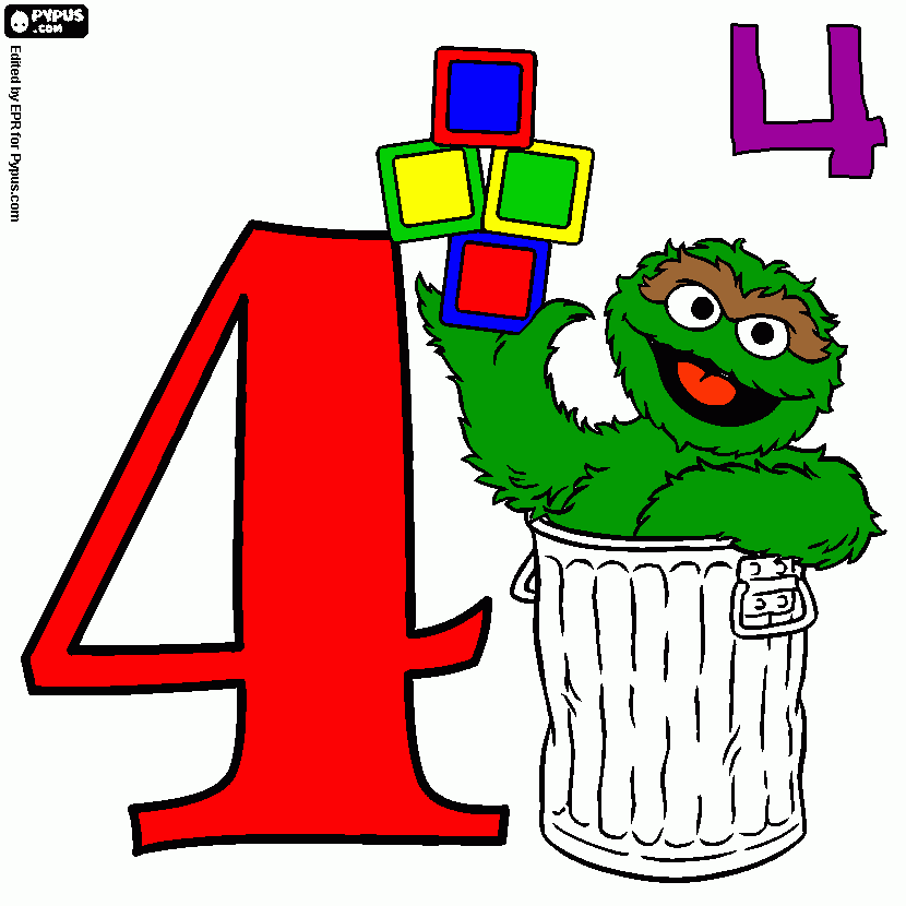 Number 4 coloring page