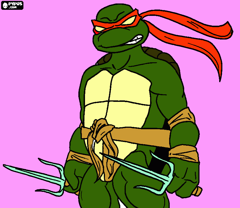 orange Nigja turtle coloring page