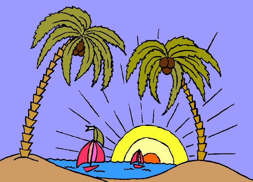 PALM TREES,BEACH coloring page
