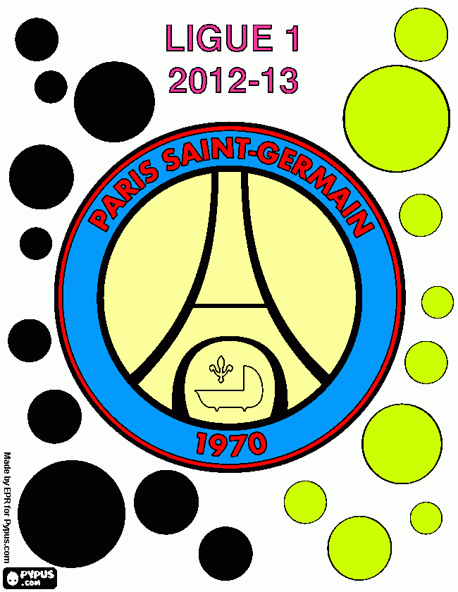 Paris Saint Germain, PSG, Ligue 1 2012-2013 coloring page