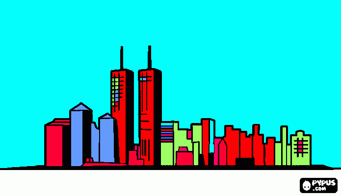 Picture city sky coloring page