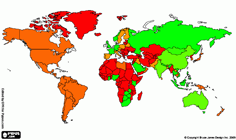 Priority areas - Global Map coloring page