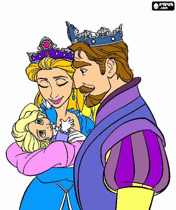rapunzel mom and dad coloring page