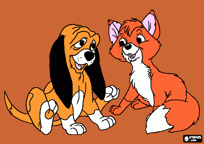 Róka és a kutya coloring page
