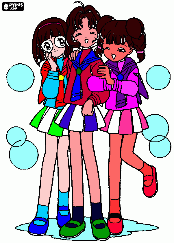 sakura and friends coloring page