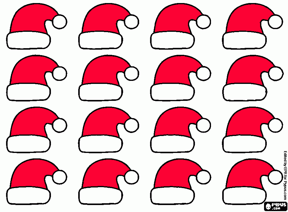 Santa hats for Christmas decorations coloring page