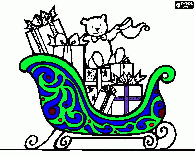 Santa Sleigh coloring page