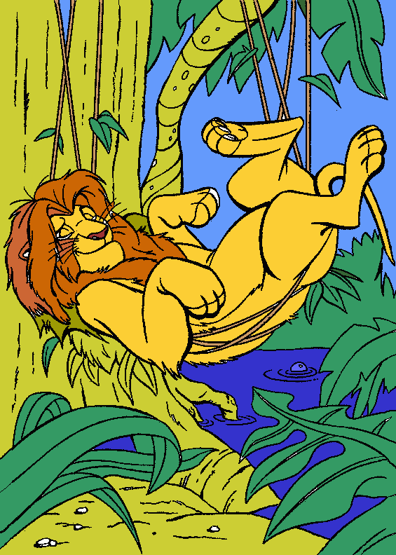 Simba enjoying the good life coloring page