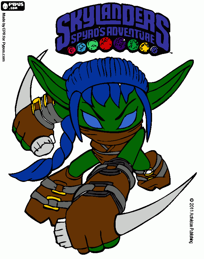 skylanders stealth elf paintind coloring page