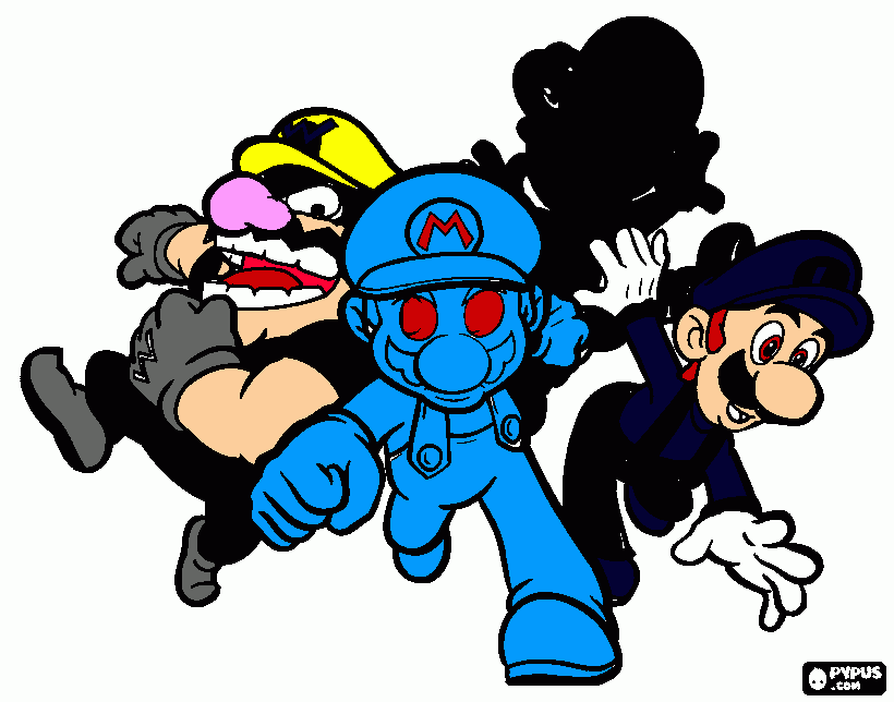 SLB Evil Forms: Luigi, Mario, Wario, Yoshi coloring page