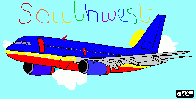 Southwest Airplane coloring page