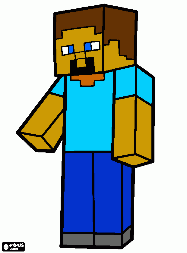 steve the character of minecraft coloring page