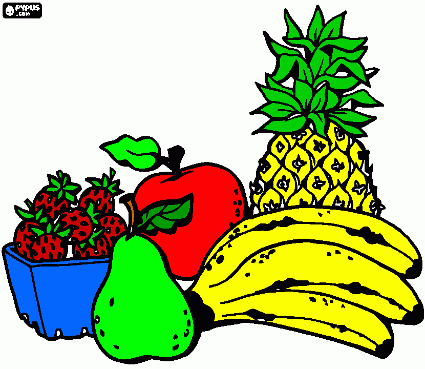still life wth assorted fruits coloring page