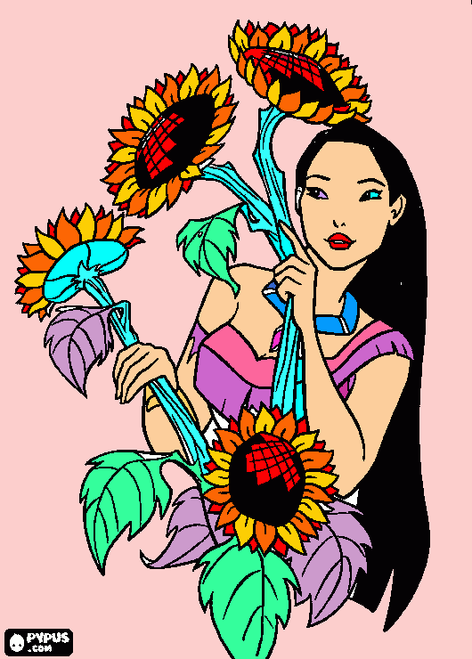 sunflower princess coloring page