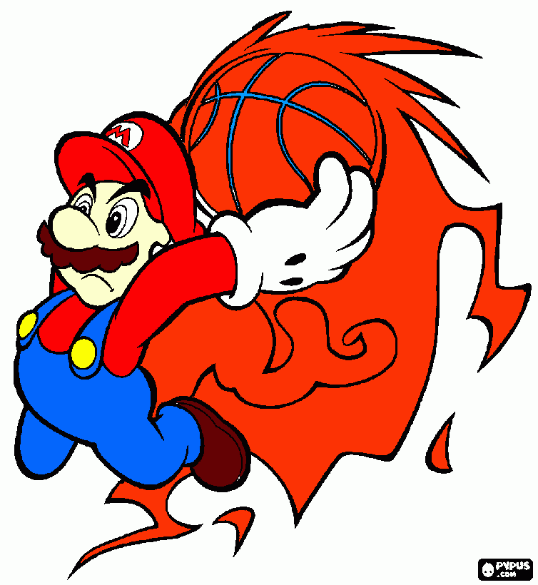 super mario basketball coloring page