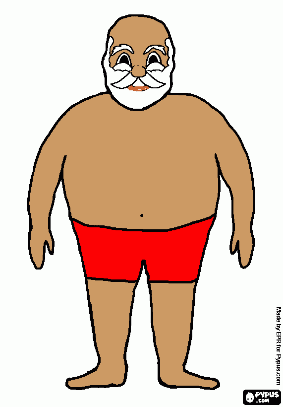 swimming trunk santa coloring page