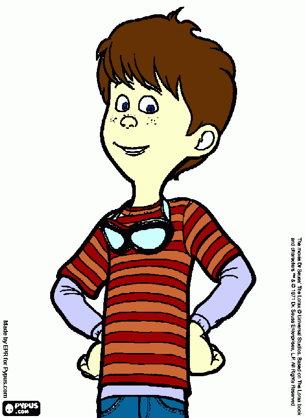 Ted from the Lorax  coloring page