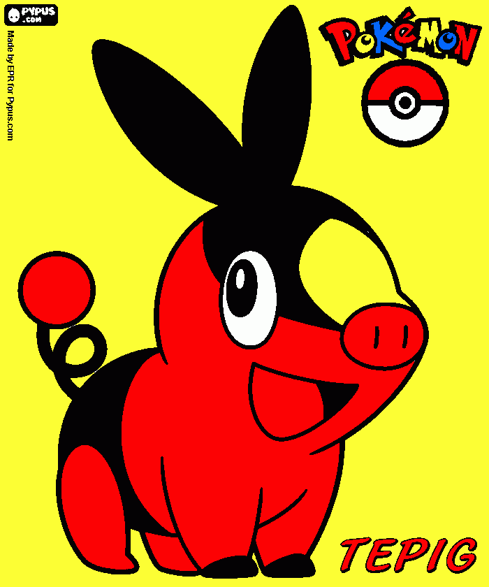 Tepig the fire type Pokemon #4 in the Unova region. coloring page