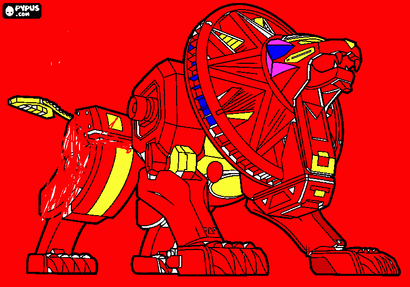 the lion zord yellow power ranger power rangers ninga storm coloring page