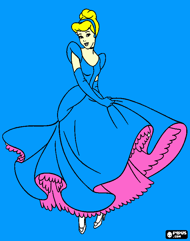 The princess cinderella with beautifull dress coloring page coloring page