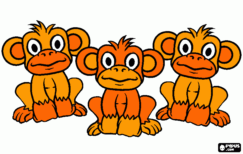 three little monkeys coloring page