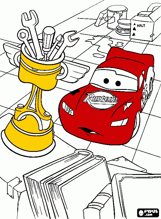 Trophy for Lightning McQueen coloring page
