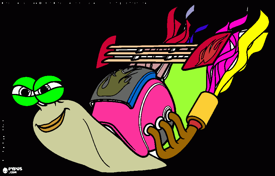 Turbo the racing snail coloring page
