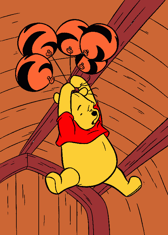 winnie the pooh with balloons coloring page