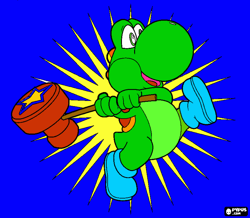 yoshi hammer coloring page